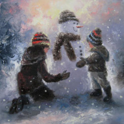 strong-painter-team-supply-good-quality-impression-boy-and-girl-make-snowman-oil-painting-on-canvas-kids-playing-in-winter-880