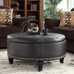 Round-tufted-leather-Ottoman-coffee-table-in-black-