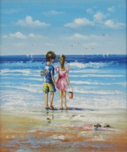 Artwork-seascape-children-love-playing-on-beach