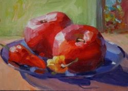 oil_painting_of_apples_and_peppers_on_a_blue_plate