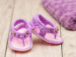 Purple-and-Pink-T-Strap-Crochet-Sandals