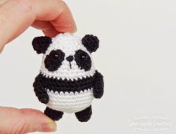 tiny crochet panda bag charm