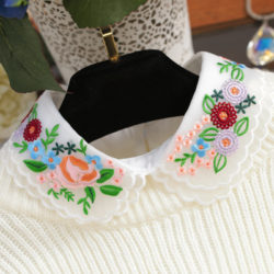 Korea-Style-Flower-Embroidery-Collar-Sweater-False-Collar-Black-And-White-Necklace-Collar-For-Spring-Organza
