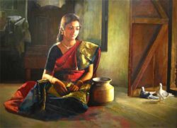 Paintings of rural indian women - Oil painting (14)