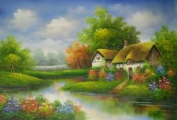 100-Handmade-Simple-hotel-home-decorative-paintings-oil-painting-the-living-room-restaurant-bedroom-thatched-cottages