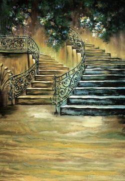 3x5FT-Background-Backdrop-Customize-Photo-Studio-Indoor-Stairs-Handrail-Flowers-Wedding-Oil-Painting-Printing-on-Vinyl