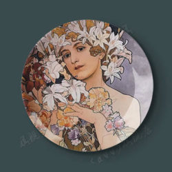 Alphonse-Maria-Mucha-Famous-Oil-Painting-Decorative-Plate-Abstract-Wall-Hanging-Craft-Dish-Homel-Decor-Wholesale