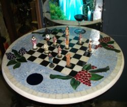 blue Mosaic chess board