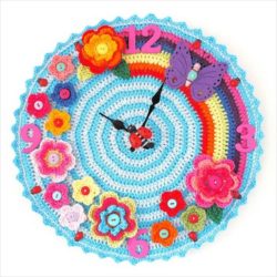 colorful-crocHeted-garden-themed-wall-clock