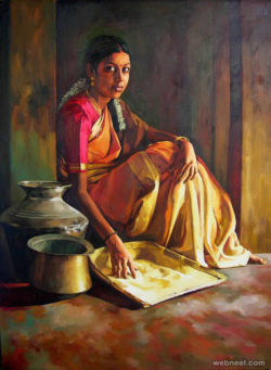 17-realistic-tamil-woman-painting-by-ilayaraja
