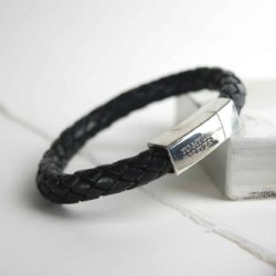 Black-8mm-leather-bracelet-mens-gift