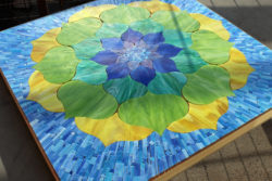 Kasia Polkowska Stained Glass Mosaic Yellow Lotus Flower Process 2