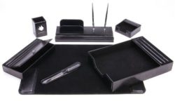 amazon-com-majestic-goods-leather-desk-set-7-piece-black-105-attractive-office-sets-pertaining-to