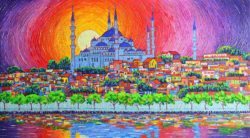 istanbul-blue-mosque-sunset-modern-impressionist-palette-knife-oil-painting-by-ana-maria-edulescu-ana-maria-edulescu