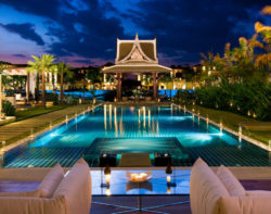 luxury-modern-villa-design-with-outdoor-pool-lighting-ideas-green-grass-garden-gazebo-and-palm-trees