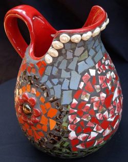 Mosaic Jug Vase Red