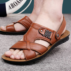 OUDINIAO-Mens-Shoes-Cow-Split-Leather-Men-Sandals-Summer-Slipper-Men-Shoes-Beach-Breathable-Buckle-Gladiator