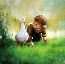 baby-painting-with-duck