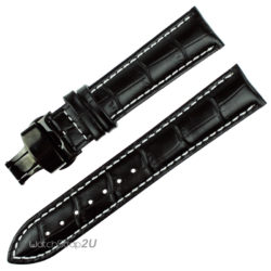 Black-Crocodile-Grain-Leather-Black-Push-Button-Deployment-Clasp-Watch-Band-Strap-18mm-19mm-20mm-21mm