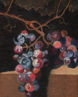 Dutch Grapes is an original painting in a style reminiscent of the old masters. This work, by ontemporary artist, Philip Jostrom, expresses his innate talent for painting with light and color. The luscious grapes begged to be plucked from the canvas and savored by the viewer.  www.gallerynumbernine.com