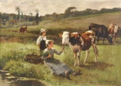 edouard-bernard-debat-ponsan-paisaje-con-vacas-y-jovenes-campesinos