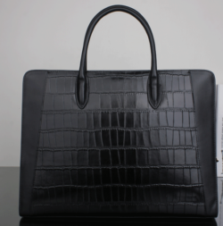Crocodile-2-Tone-Black-Genuine-Leather-Casual-Upscale-Briefcase-1