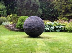 Large slate sphere sculpture by James Parker