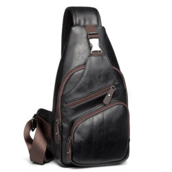 MVXIJA Multi Pocket PU Leather Crossbody Bag Patchwork Sling Bag Chest Bag For Men