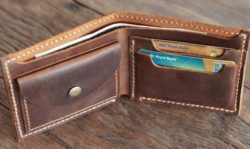 Mens Distressed Leather Wallet with Coin Pocket By JooJoobs Interior View Filled