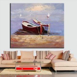 NO-FRAME-Home-Printed-two-boat-nearly-port-landscape-Oil-Painting-Canvas-Prints-Wall-Art-Pictures