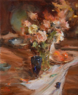 Table with Roses 12 x 9 Laura Robb