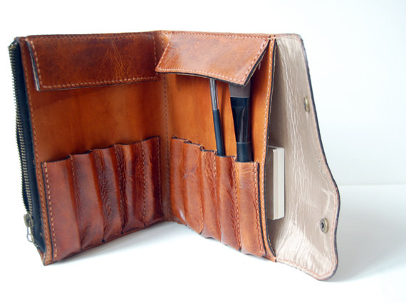 Handstitched Leather Make Up Case origamileather
