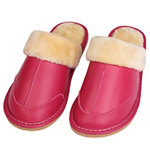 SHANGXIAN Fallwinter leather lovers Niu lint indoor warm non-slip slippers home slippers shoes B0755J5PWN