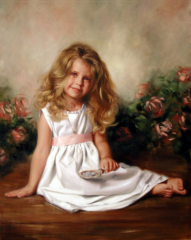 little girl oil painting