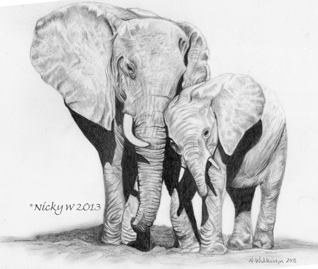 Pencil Drawing Elephant Baby Pencil Sketch Of Elephant Baby Elephant Pencil Drawing ) ~ Ashlie  - Kids and Adult Drawing Art