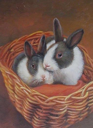 pretty bunny oil painting art