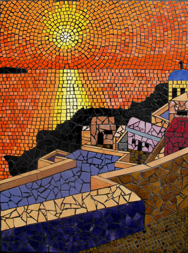 santorini-sunset-mosaic-art-mural