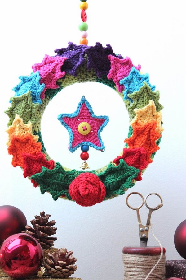 Crochet-Christmas-decorations-DIY-Christmas-wreath-ideas-homemade-decorations