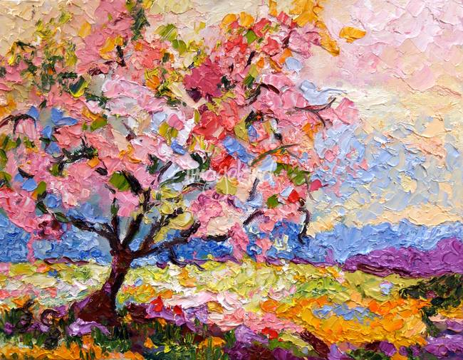 Pink-Blossom-Tree-Oil-Painting-by-Ginette-Callaway_art