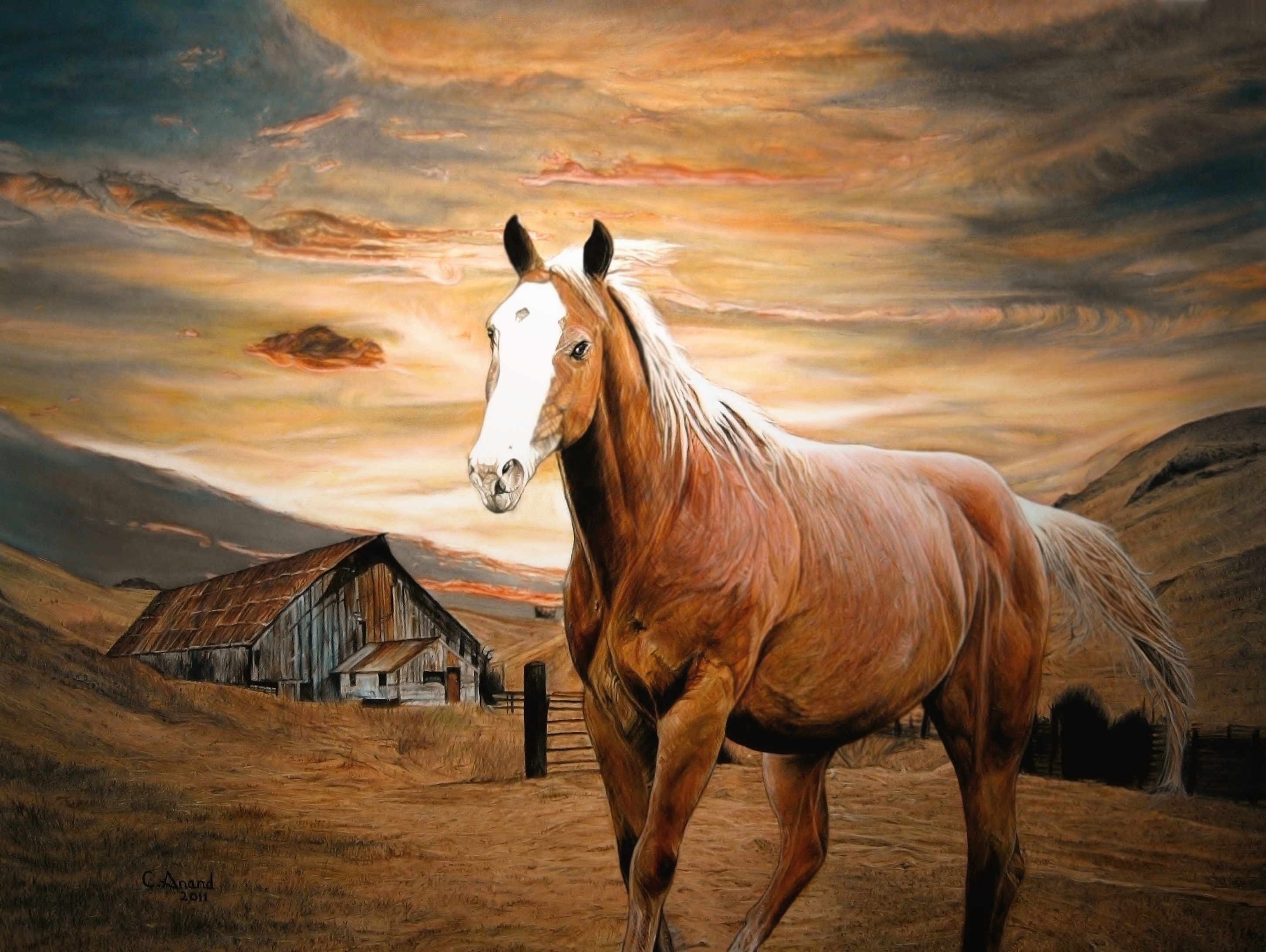 Runaway_Horse_-_Oil_on_Canvas_-_48_x_34_inches_-_2011