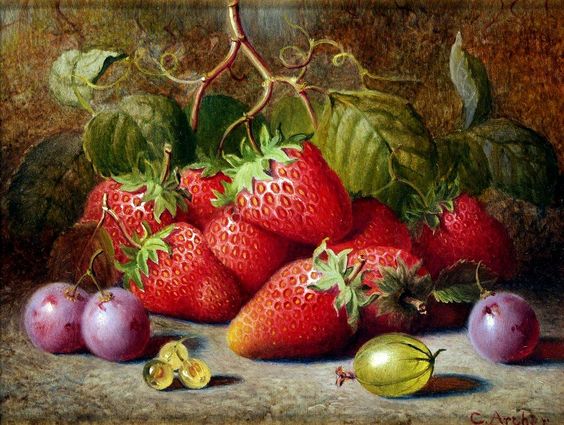 amazing strawberry oil painting