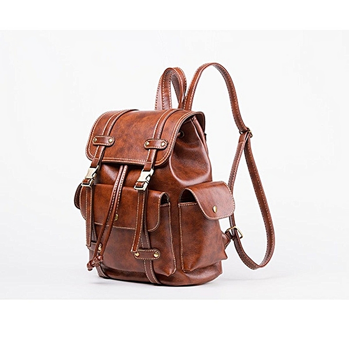 AHICNNV Fashion Vintage Women Men PU Leather Backpack Handbag Travel Shoulder Rucksack Tote Bag Brown FA203AC0FA1Y1NAFAMZ_0