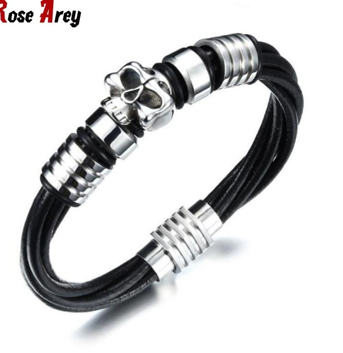 Men-Black-Twisted-Leather-Cord-Bracelet-Stainless-Steel-Skull-Bracelets-Punk-Rock-Bracelet-Vintage-Jewelry-OPH1056