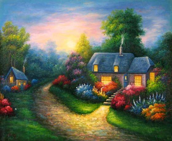 Oil_Painting_Wood_View_Cottage