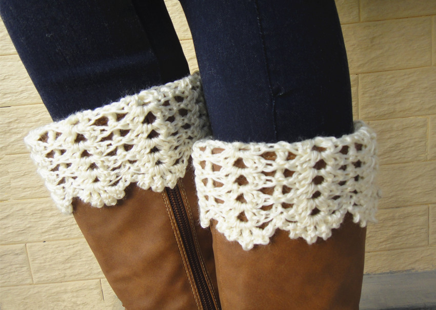 Scallop-Edge-Boot-Cuffs-Handmade-Crochet-Leg-Warmers-Fashion-Gifts-for-Her
