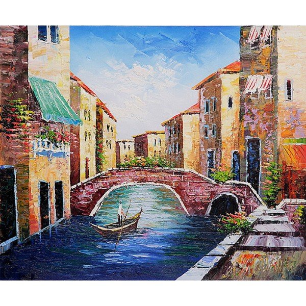 Venice-Canal-oil-paintings-on-canvas-100-handoainted-not-print-famous-building-oil-arts