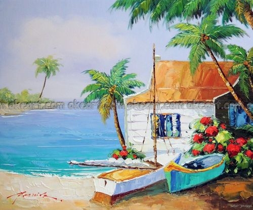 100-hand-painted-Beach-House-Caribbean-Island-Boats-Coconut-Trees-decoration-Oil-Painting-free-shipping-High.jpg_640x640