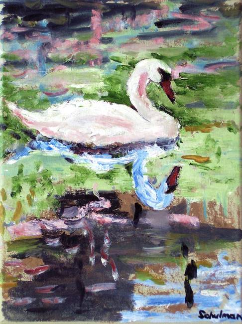 Swan-Lake-White-Bird-Oil-Painting-Art_art
