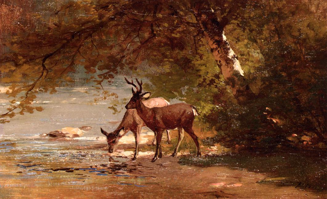 Deer-in-a-Landscape-Thomas-Hill-Oil-Painting-1
