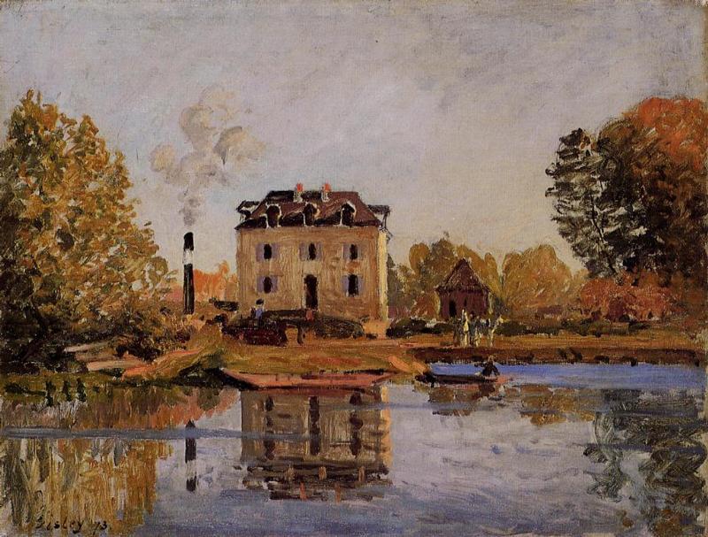 Factory-in-the-Flood-Bougival-1873-Alfred-Sisley-Oil-Painting